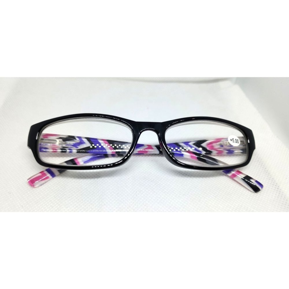 Womens Dark Purple Multicolored Designer Glasses +5.00 Reading Glasses